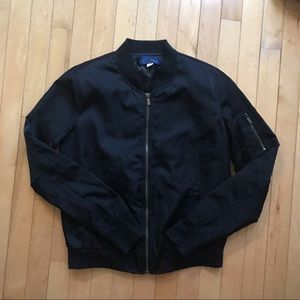 Black Satin Bomber Jacket
